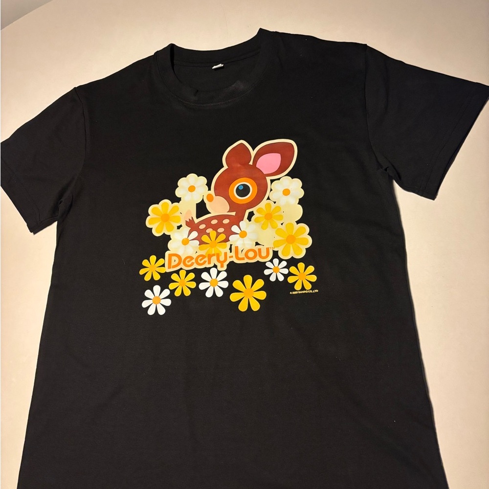 Sanrio Black Tee DEERY LOU RARE!! Kawaii small NEW without tags